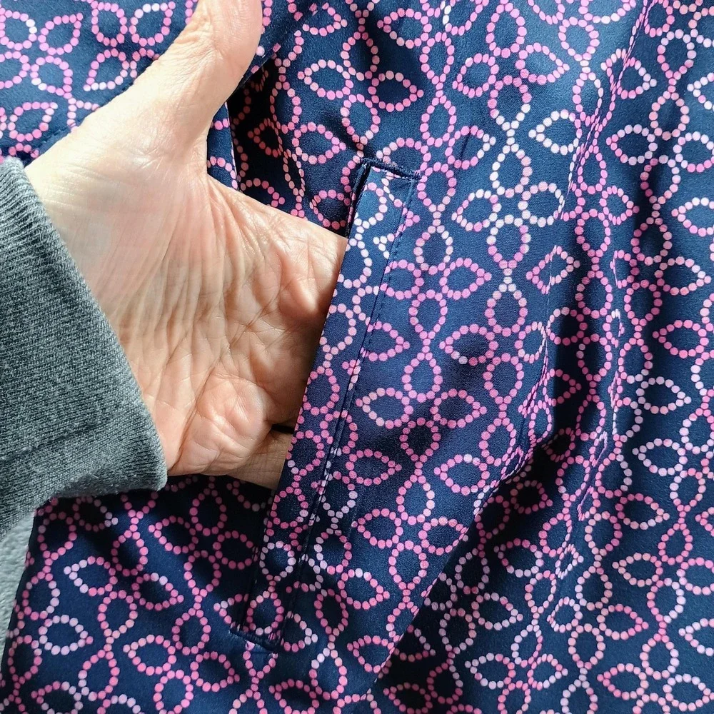 Croft & Barrow Jacket Womens Large Blue Geometric Print‎ Full Zip Windbreaker